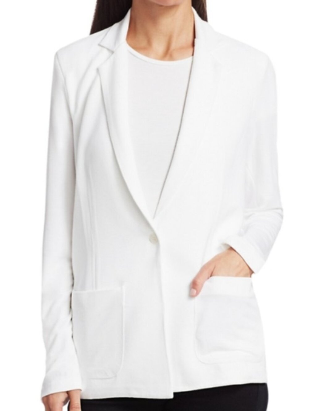Majestic Filatures Soft Touch One Button Deluxe Teeshirt Blazer in White